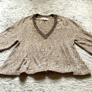 V-Neck Brown midriff Sweater